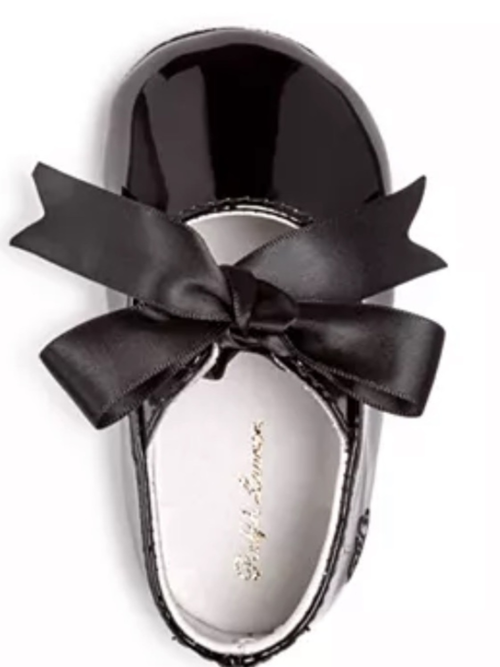 RALPH LAUREN baby Briley Mary Jane Flats Black Patent with Ribbon sz 3